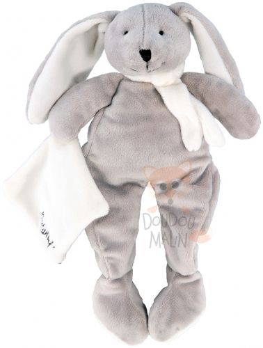  layette pantin lapin gris  taupe écharpe blanc 